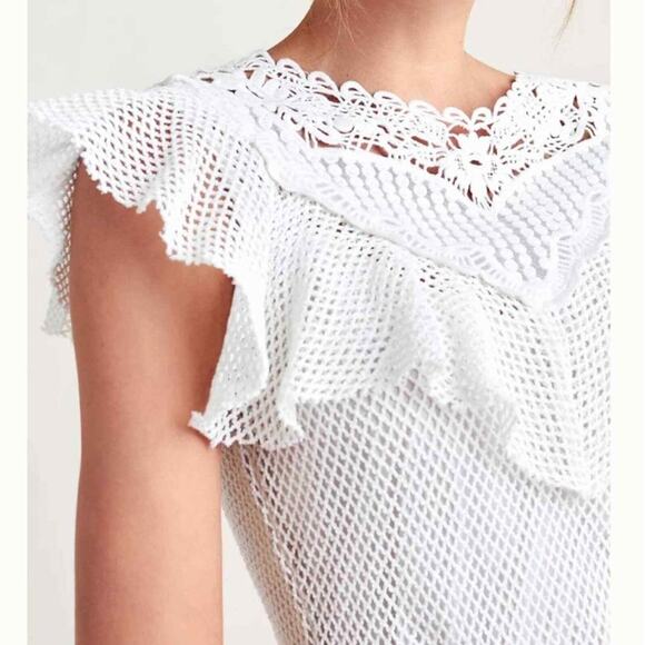 Anthropologie Ranna Gill Mesh White Peplum Top - Picture 2 of 8